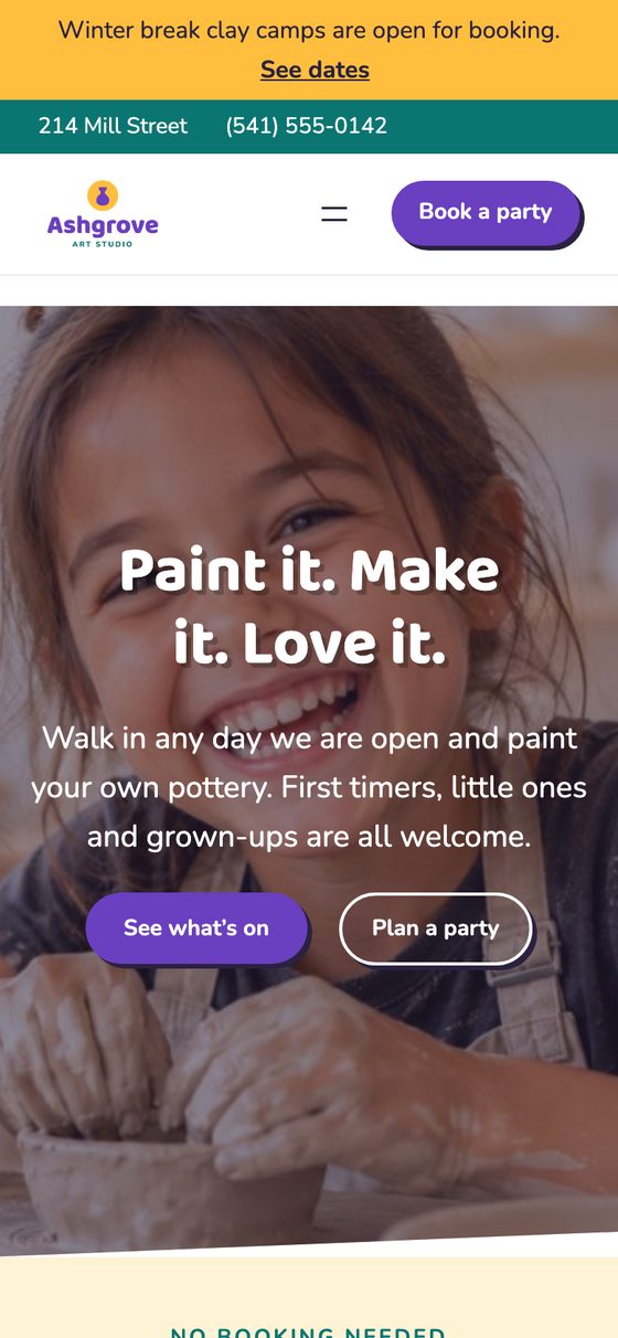The Bright and playful home page on a phone