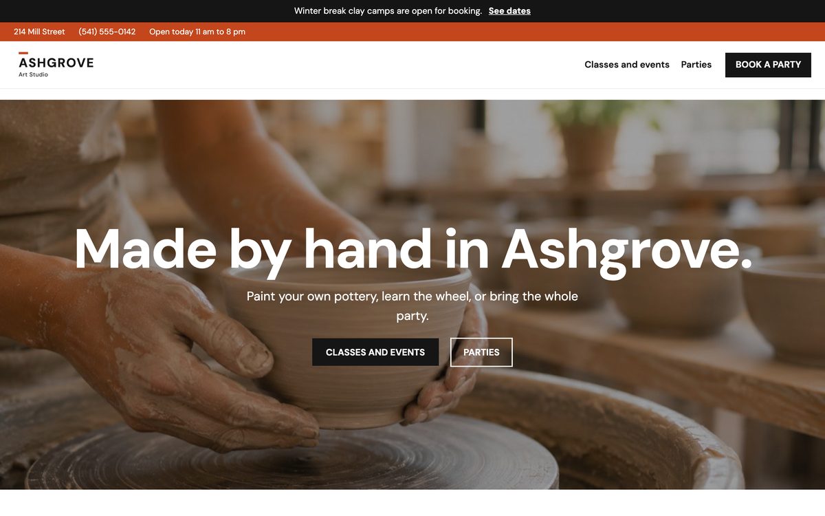 The Clean and photo-led site live in a browser